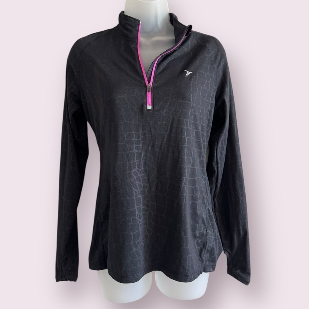Old Navy Black Active Zip Neck Long Sleeve Workout Top Size S